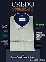 Raymond Fabric Blue & Green Stripe Formal Shirt
