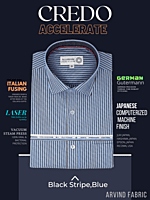 Arvind Fabric Black Stripe, Blue Formal Shirt