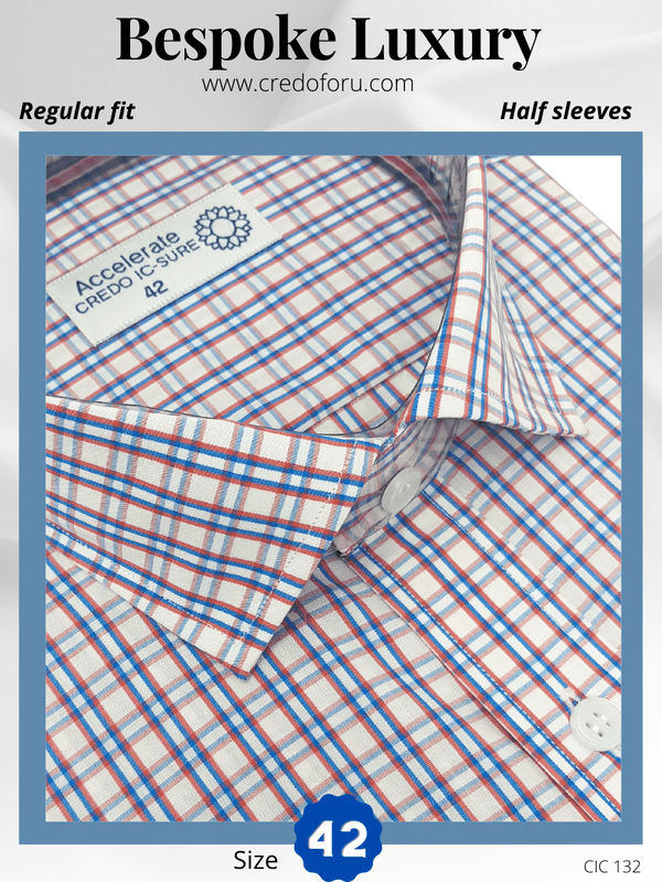 Raymond Fabric Red & Blue Check Formal Shirt