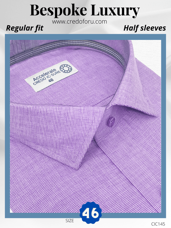 Raymond Fabric Mauve Solid Texture Half Sleeves Formal Shirt