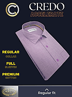 Credo Mauve Texture Regular Fit Formal Shirt