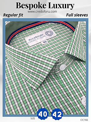 Arvind Fabric Green Check Formal Shirt