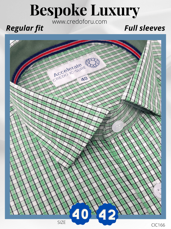 Arvind Fabric Green Check Formal Shirt