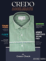 Arvind Fabric Green Check Formal Shirt