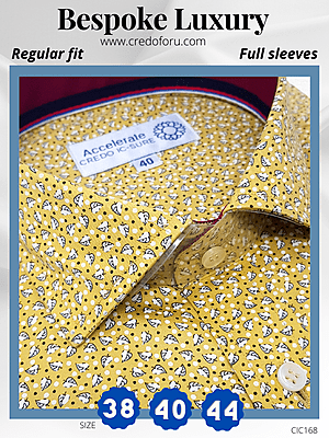 Arvind Fabric White, Yellow Printed Formal Shirt