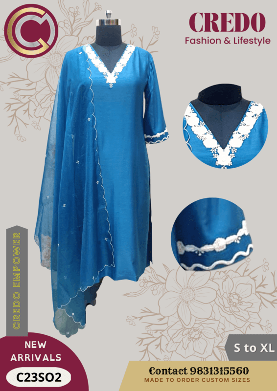 Chanderi silk kurti with dupatta