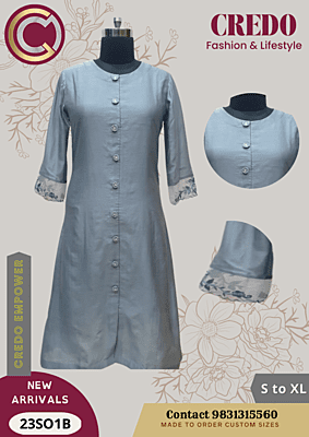 Chanderi silk grey kurti