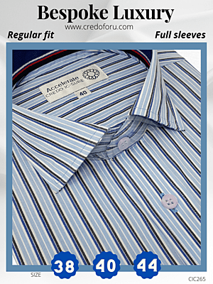 Arvind Fabric Blue Black Stripe Formal Shirt