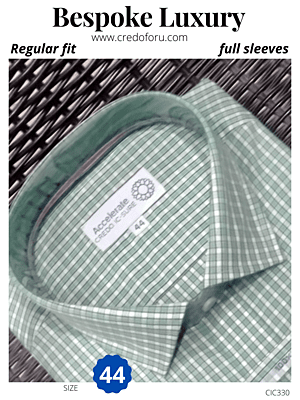 Men  green colour with white checked full sleeves formal shirt