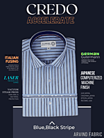 Arvind Fabric Blue Black Stripe Formal Shirt
