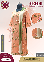 Peach Embroidered Kurti with Dupatta