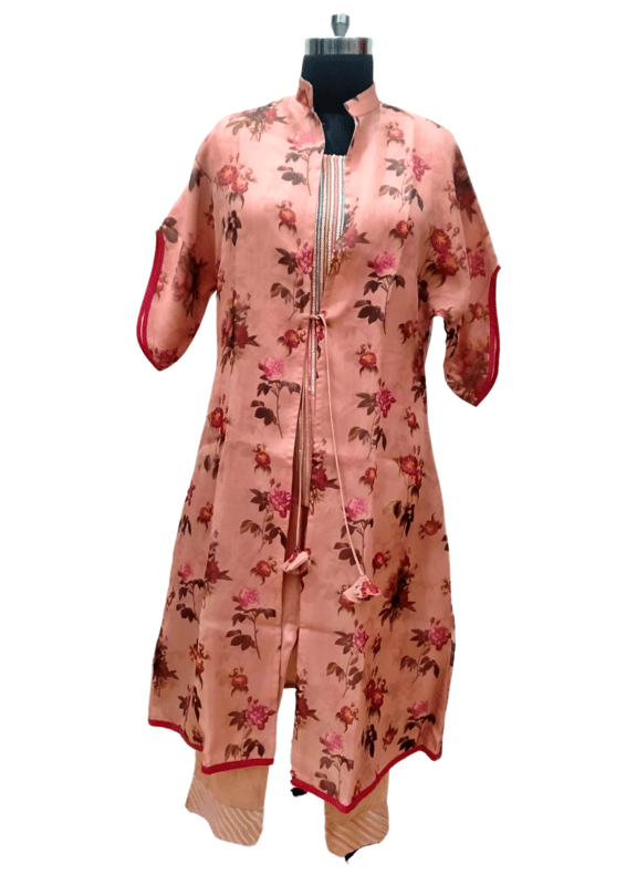 Peach Color Ethnic Printed Kurti-