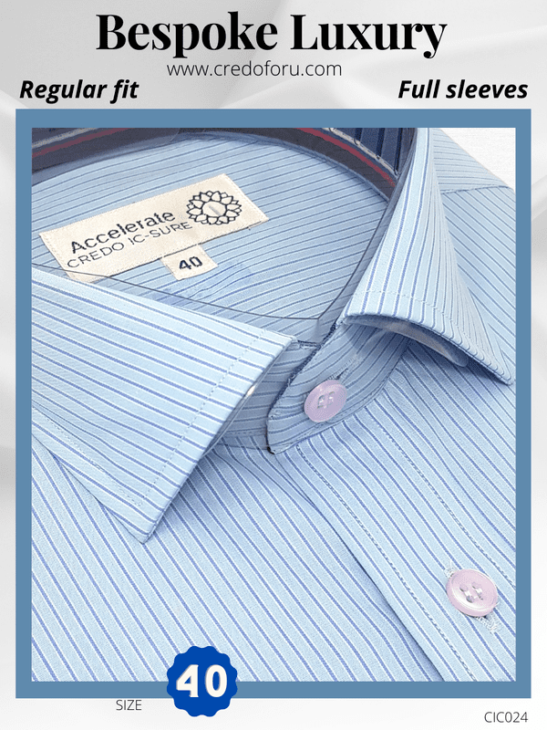 Arvind Fabric Light Blue Stripe Formal Shirt