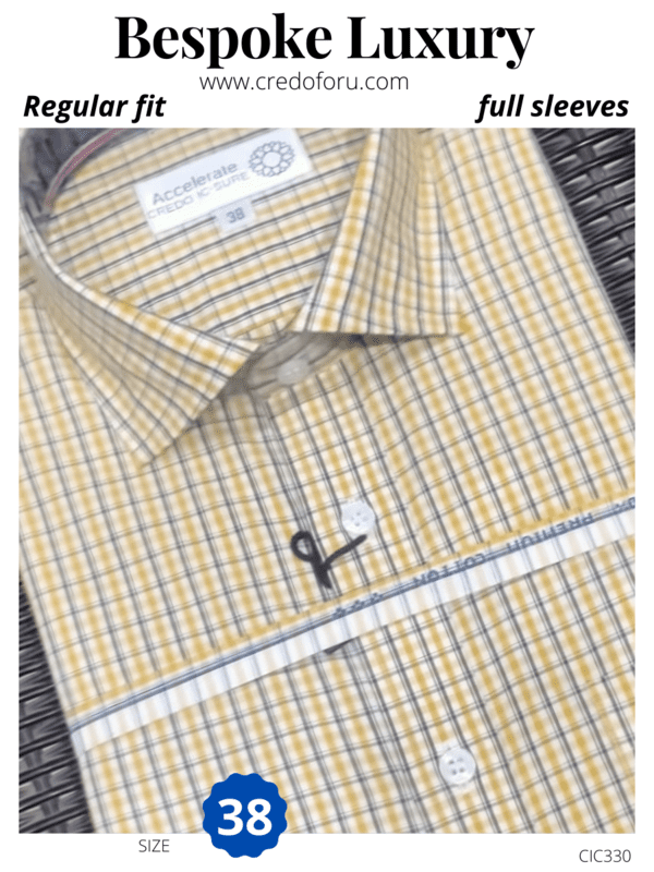 Blue checked  yellow colour full sleeves formal shirt
