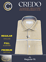 Blue checked  yellow colour full sleeves formal shirt