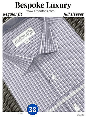 Purple checked full sleeves formal shirt