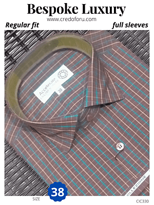Brown colour checked full sleeve formal shirt