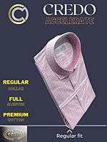 Men full sleeves pink checked formal shirt