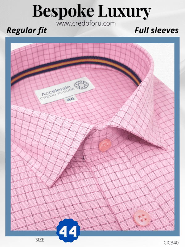 Siyaram Fabric Black Check on Pink Shirt 40