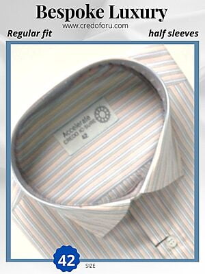 white pink stripe half sleeve formal shirt