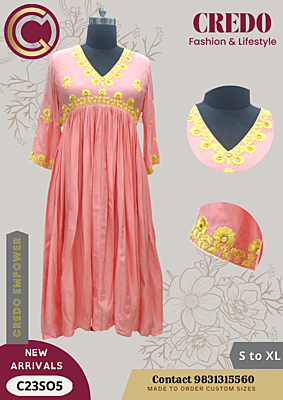 Peach muslin kurti