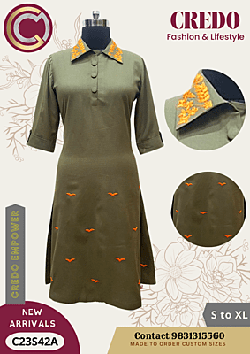 Sap green Khadi kurti