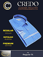 Valji Fabric  Blue& White Check Formal Shirt