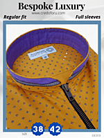 Arvind Fabric Black Print On Yellow Shirt