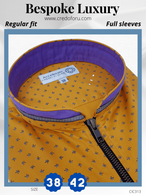 Arvind Fabric Black Print On Yellow Shirt