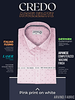 Arvind Fabric Pink &amp; White Formal Shirt