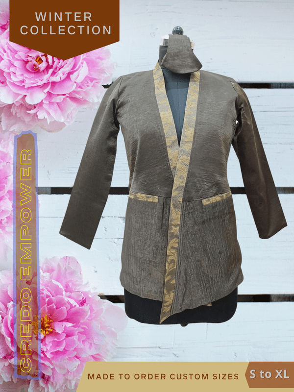 CREDO Gold Bordered Brown Tailored Jacket CREDO Gold Bordered Brown Tailored Jacket
