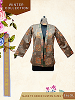CREDO Gold Printed Brown Tailored Jacket CREDO Gold Printed Brown Tailored Jacket