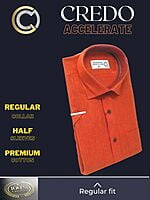 Red ochre yellow half sleeve formal shirt