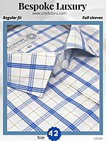 Siyaram Fabric Blue & White Check Formal Shirt