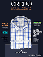 Siyaram Fabric Blue & White Check Formal Shirt