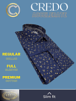 Arvind Fabric Floral Print On Navy Blue Full Sleeve Shirt