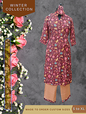 CREDO Beige Pashmina Kurti Set