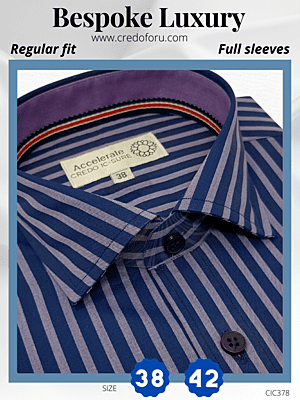 Arvind Fabric Mauve &amp; Blue Stripe Formal Shirt