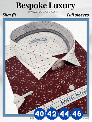Arvind Fabric Maroon Printed Half Sleeve Shirt(613)