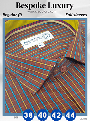 Arvind Fabric Beige Check on Brown Formal Shirt