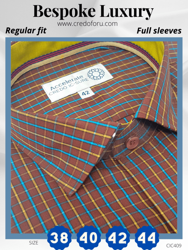 Arvind Fabric Beige Check on Brown Formal Shirt