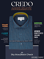 Arvind Fabric Blue check, Black
