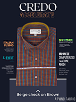 Arvind Fabric Beige Check on Brown Formal Shirt