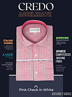 Arvind Fabric Pink Check on White Formal Shirt