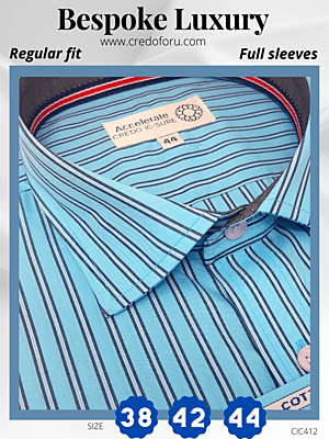 Arvind Fabric Black Stripe on Blue Formal Shirt