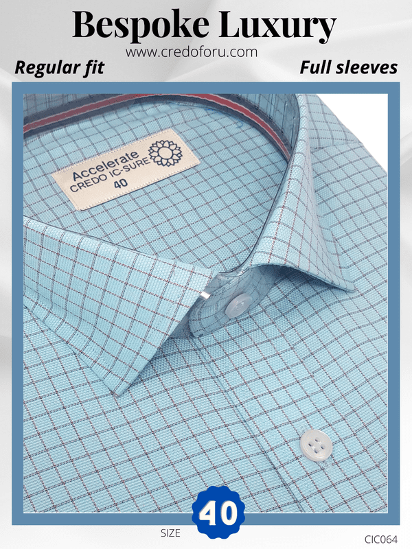 Siyaram Fabric Sky Blue Check Formal Shirt