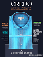Arvind Fabric Black Stripe on Blue Formal Shirt