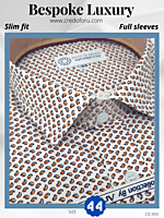 Arvind Fabric Brown Print on White Formal Shirt