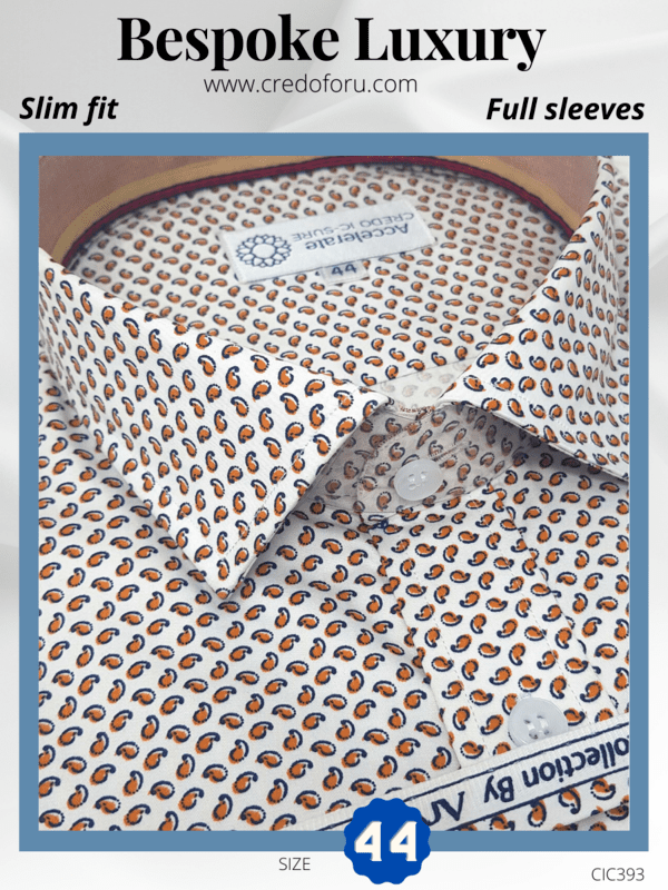 Arvind Fabric Brown Print on White Formal Shirt