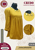 Yellow full sleeve embroidered top